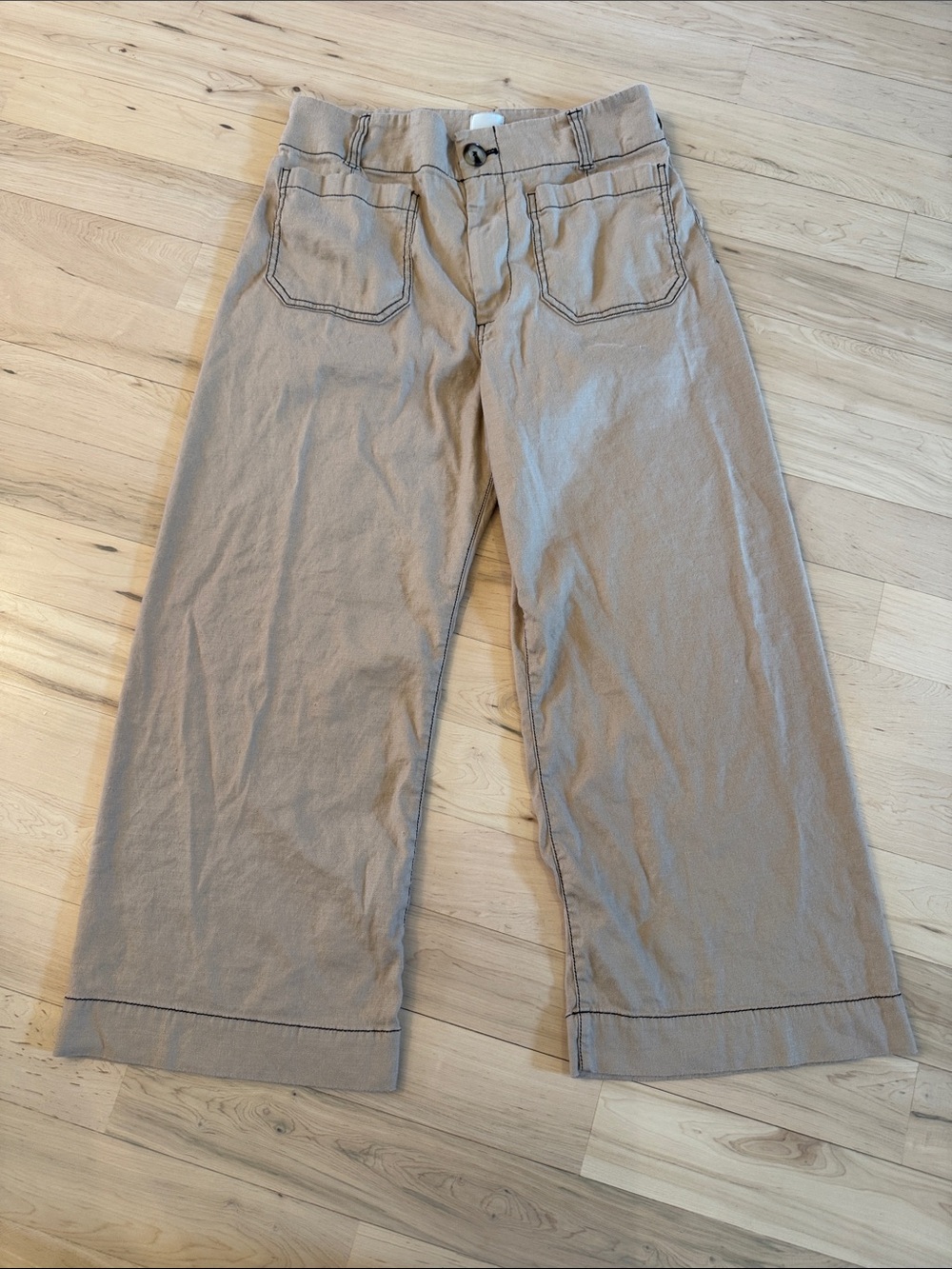 Anthropologie Maeve Colette cropped wide-leg pants-Linen blend-31 P